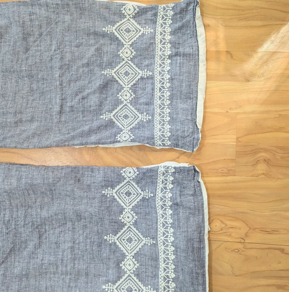 Anthropologie Embroidered Argenta Pillowcases King Size Linen Blend Set Of 2